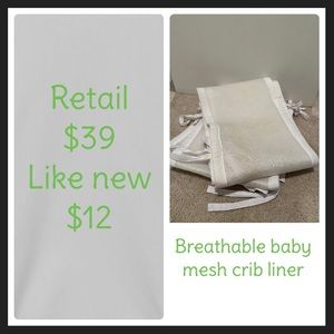 Breathable baby white mesh crib liner